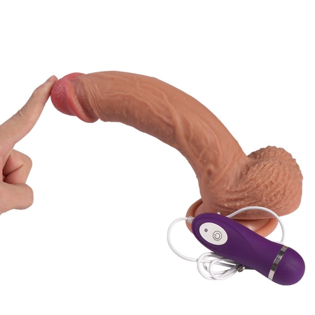 Ultra Gerçekçi 21 cm 10 Modlu Titreşimli Realistik Penis