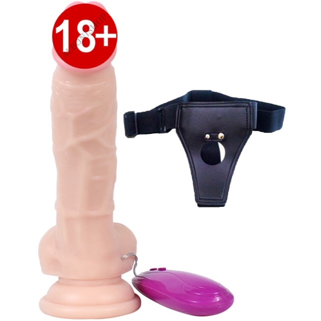 Dildo Series 18 Cm 10 Modlu Belden Bağlamalı Titreşimli Realistik Penis	