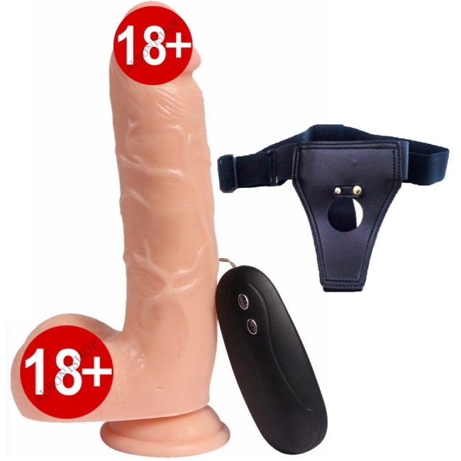 Dildo Series Adam 20 Cm Titreşimli 20 Modlu Belden Bağlamalı Realistik Penis