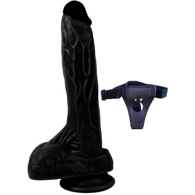 Dildo Series Siyah Dragon 21 Cm Belden Bağlamalı Realistik Penis