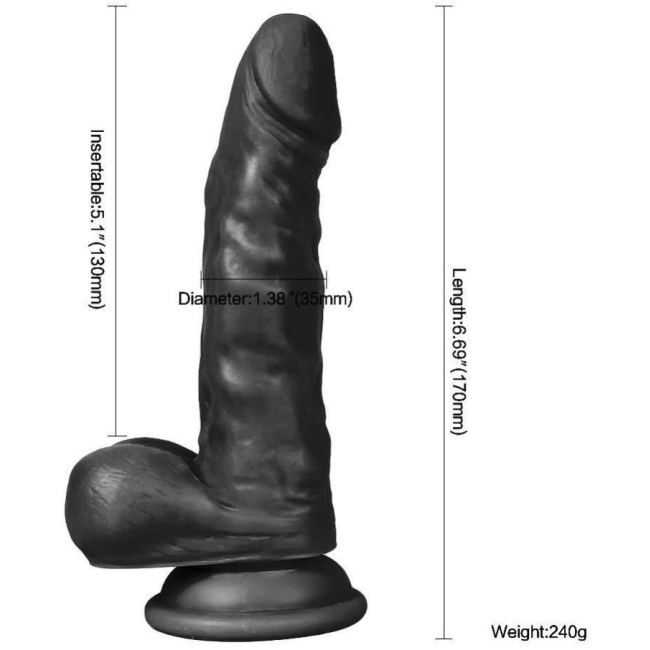 Dildo Series Siyah Hunk Eagle 17 Cm Esnek  Realistik Penis Dildo