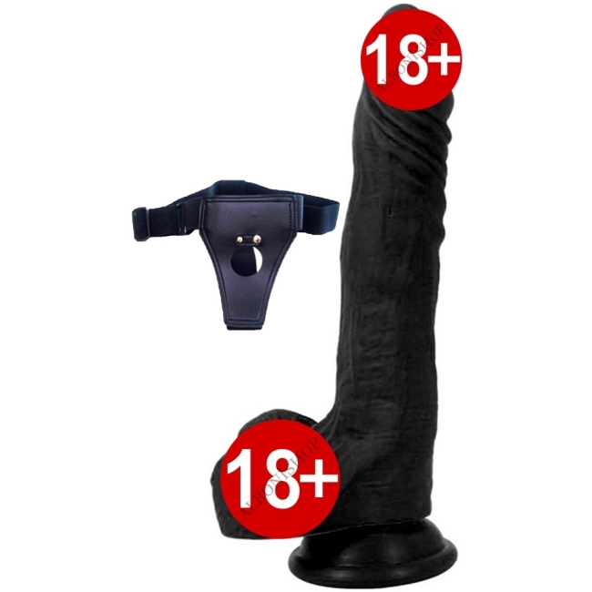 Dildo Series Yuan 21 Cm Belden Bağlamalı Siyah Realistik Penis