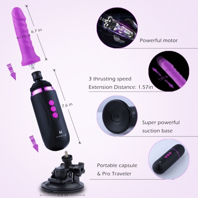 Hismith Elde Taşınabilir Premium Seyahat Çantalı Uygulama Kontrolü Mini Seks Makinesi