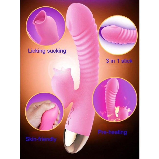 Leten G-Bölgesi ve Klitoris Uyarıcı 7 Modlu Titreşimli Dil Hareketi Yapabilen Pembe Vibratör	