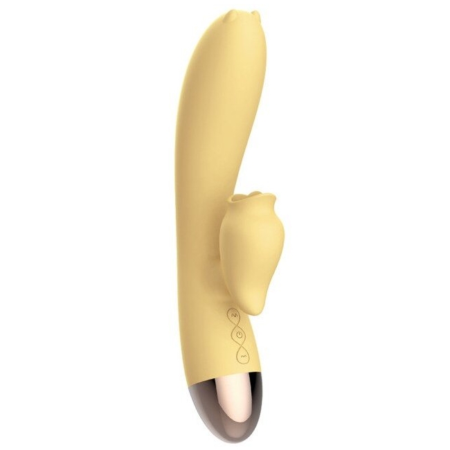 Leten G-Bölgesi ve Klitoris Uyarıcı 7 Modlu Titreşimli Dil Hareketi Yapabilen Sarı Vibratör