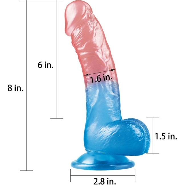 Love Toy Renkli 20 Cm Ultra Yumuşak Jel Dildo