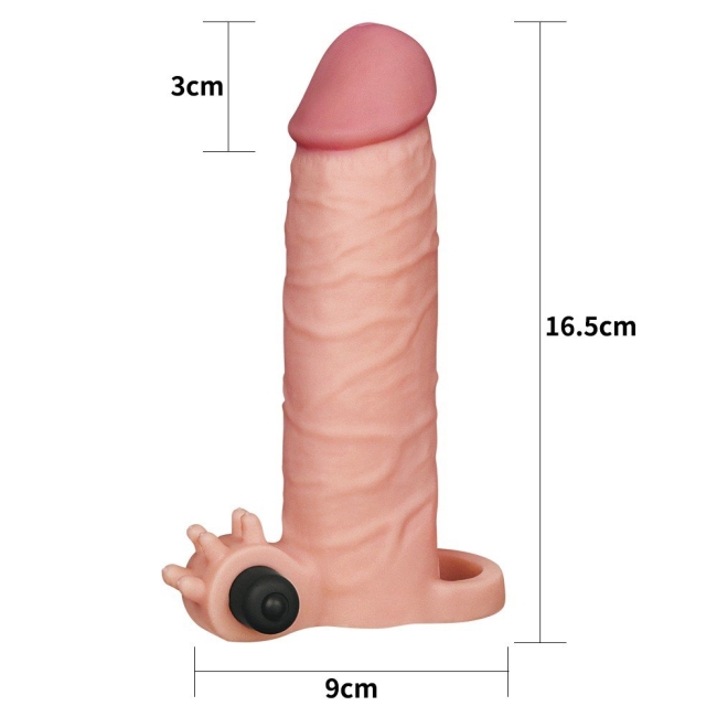 Love Toy X-TENDER Realistik Titreşimli 5 Cm  Uzatmalı Penis Kılıfı-LV1061F
