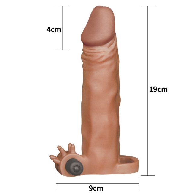 Love Toy X-TENDER Realistik Titreşimli 5cm Uzatmalı Penis Kılıfı-1063B