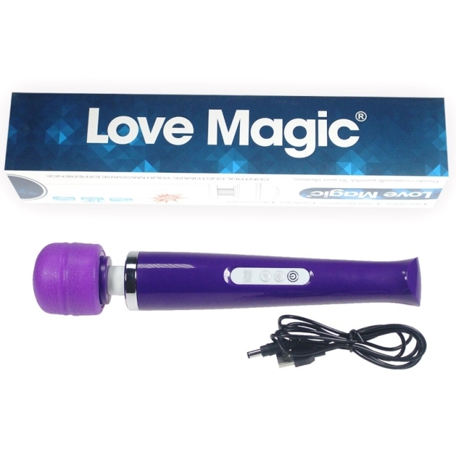 Magic Wand 20 Hızlı Şarjlı Mor Masaj ve Orgazm Vibratör + 2 Başlık 