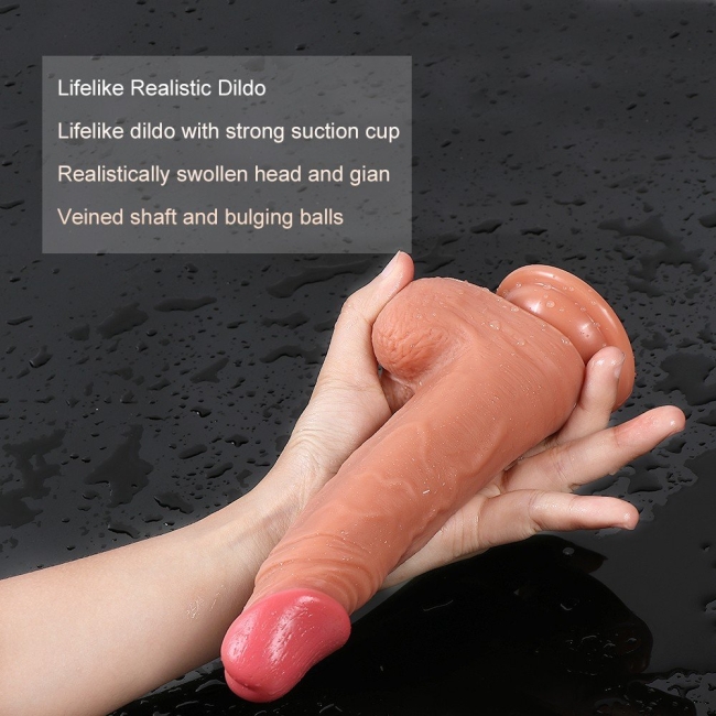 Özel Yumuşak Dokulu Ultra Gerçekci Çift Katmanlı 20 Cm Realistik Penis Dildo