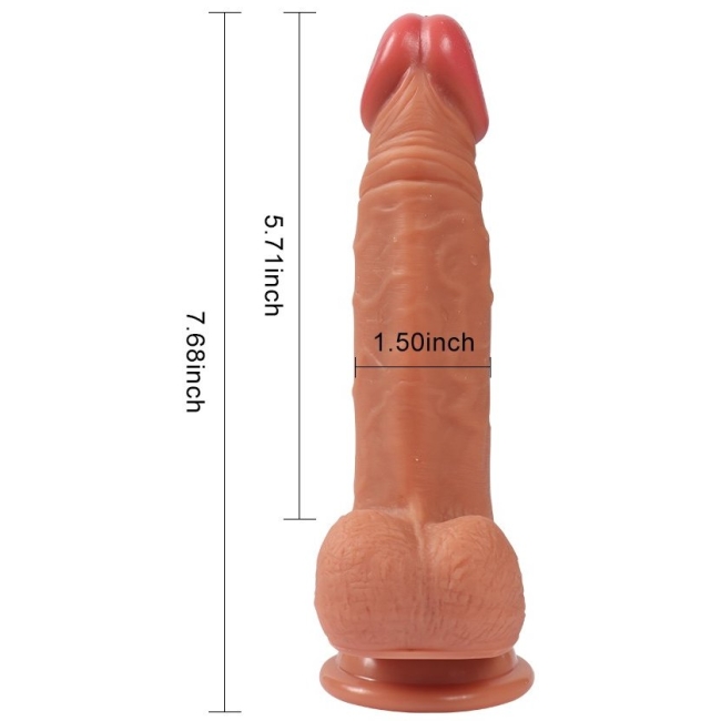 Özel Yumuşak Dokulu Ultra Gerçekci Çift Katmanlı 20 Cm Realistik Penis Dildo