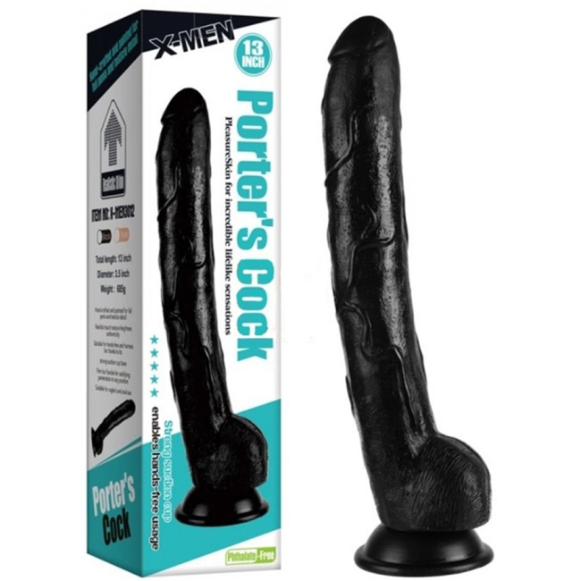 Porters 33 cm Yeni Seri Belden Bağlamalı Siyah Penis