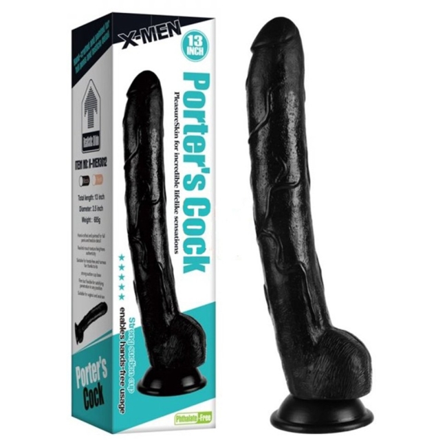 Porters 32 cm Yeni Seri Damarlı Realistik Sİyah Penis