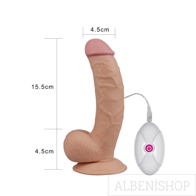 Ultra Yumuşak Özel Dokulu 21 Cm Titreşimli Realistik Penis