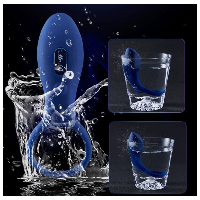 Wowyes B9 Şarjlı 10 Farklı Titreşimli Su Geçirmez Lüks Mavi Penis Halkası